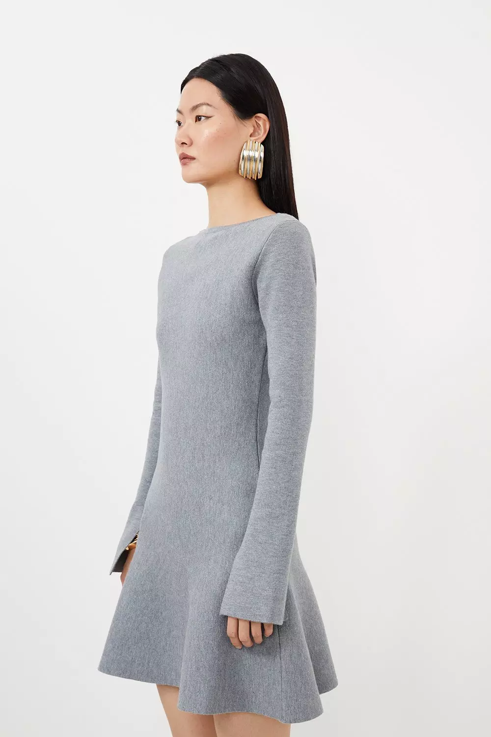 Compact Wool Look Knit Flippy Mini Dress